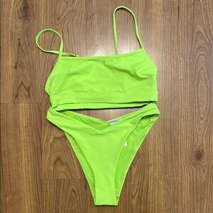 Neon green cheeky bikini
